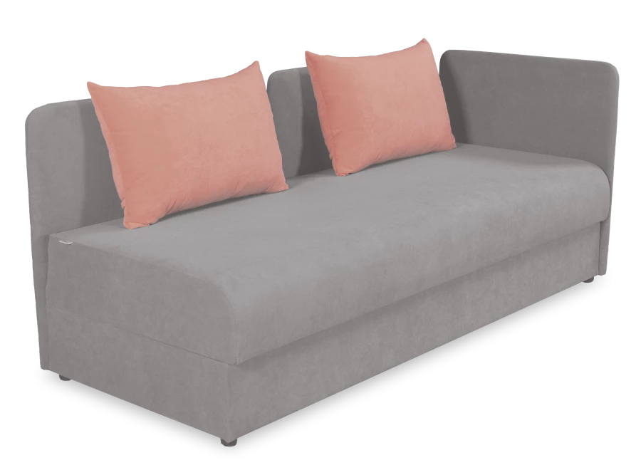 Диван-кровать Орлеан велюровый, раскладной, с ящиком для белья, механизм Книжка, бледно-розовый велюр, 198х88х81 см (изображение №5)