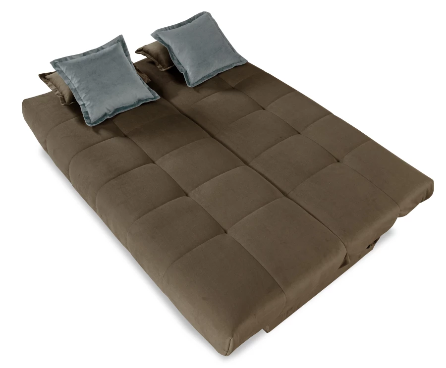 Прямой диван-кровать Аккорд велюровый, раскладной, песочно-серый, 192х100х95 см (изображение №9)