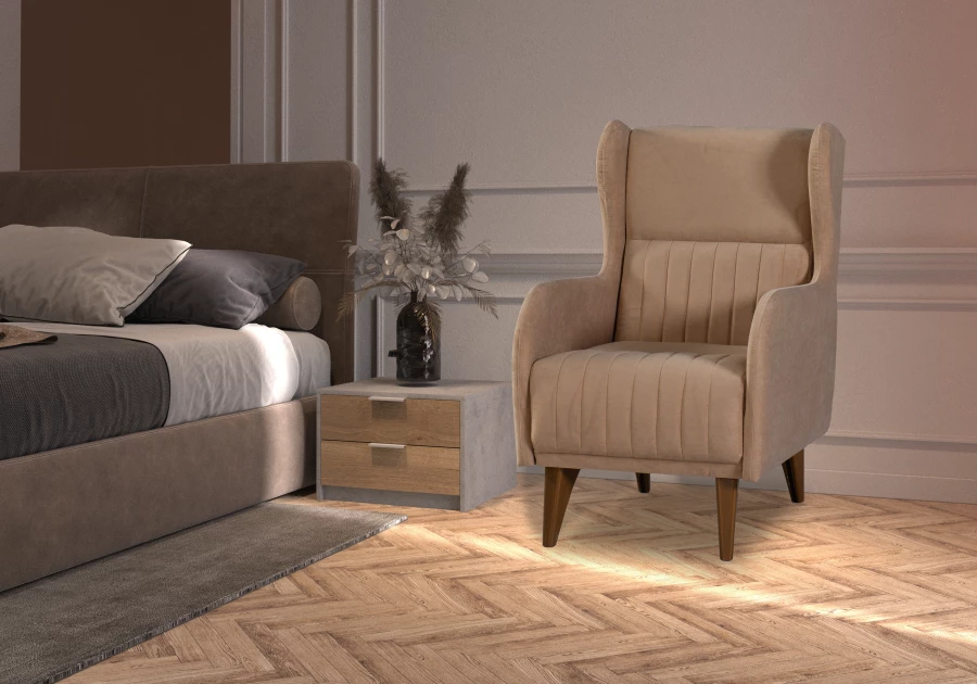 Кресло мягкое Градара, велюр, анатомическое, бежево-коричневый, 66х84х102 см (изображение №9)