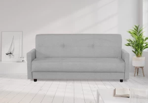 Второе фото. Диван-кровать Квин, раскладной, с ящиком для белья, светло-серый велюр, 216х84х85 см