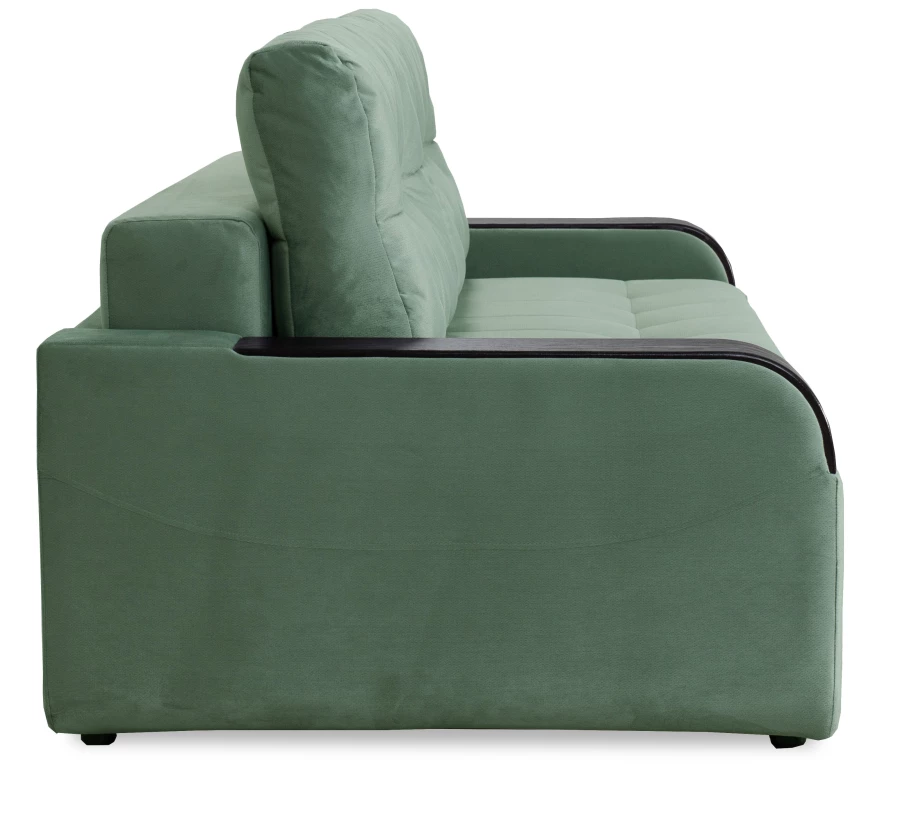 Диван-кровать Татьяна 5 БД Optima велюровый, раскладной, с ящиком для белья/ механизм Еврокнижка, мятный велюр,  234х117х100см (изображение №4)