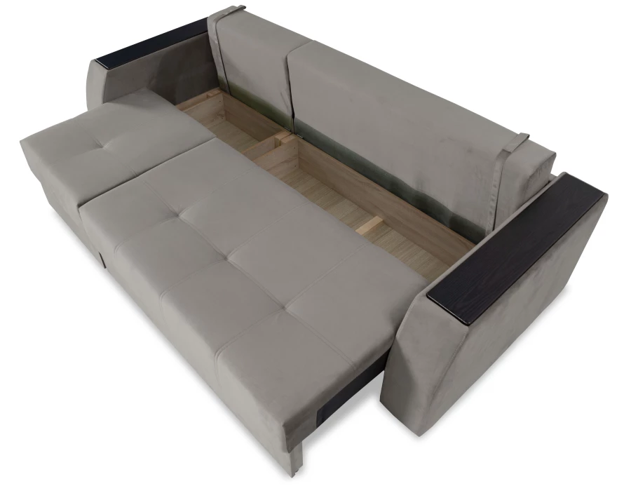Прямой диван-кровать Спинер, раскладной, серый, 256х108х90 см (изображение №10)