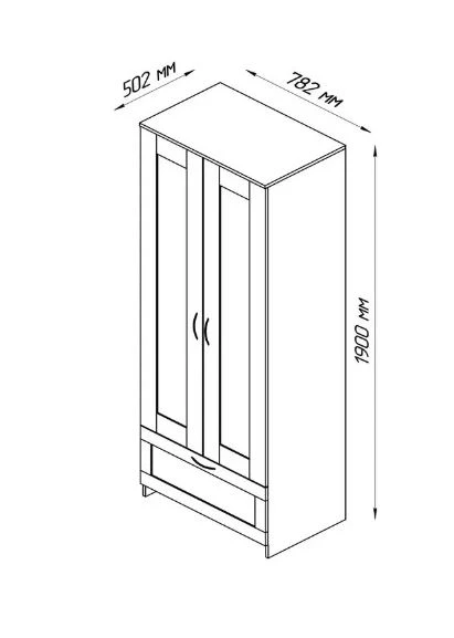 Шкаф комбинированный 2 двери и 1 ящик СИРИУС - аналог IKEA BRIMNES, Дуб Венге (изображение №4)