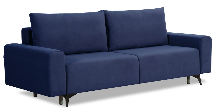 Диван-кровать Халиф велюровый, механизм Еврокнижка, синий, 241х105х98 см (изображение №3)
