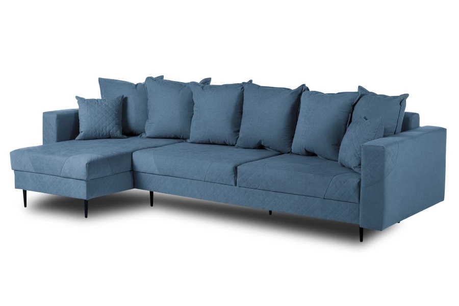 Диван-кровать Тенериф 3 прямой, велюровый, раскладной, синий, 312х157х90 см. (изображение №5)