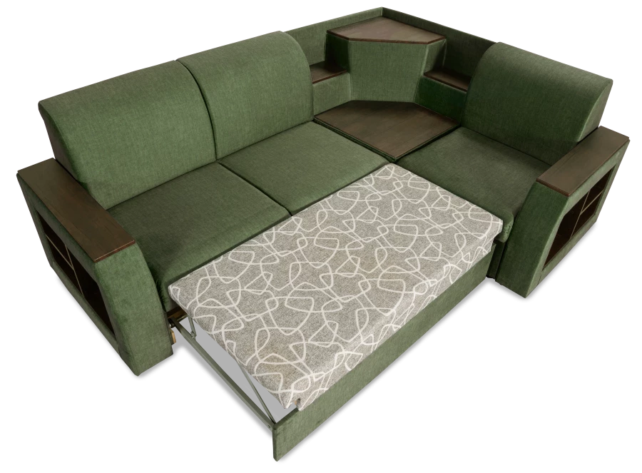 Угловой диван-кровать Сенатор, зеленый,  260х187х92 см (изображение №9)