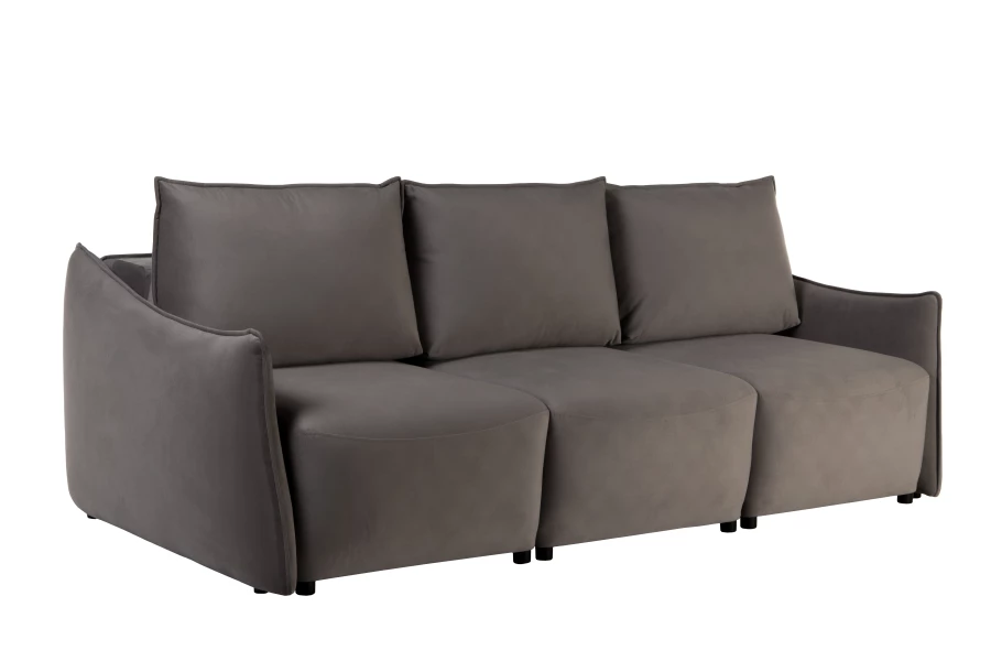 Диван-кровать Френк , велюровый, раскладной, графитовый однотон, 255х121х95 см (изображение №6)