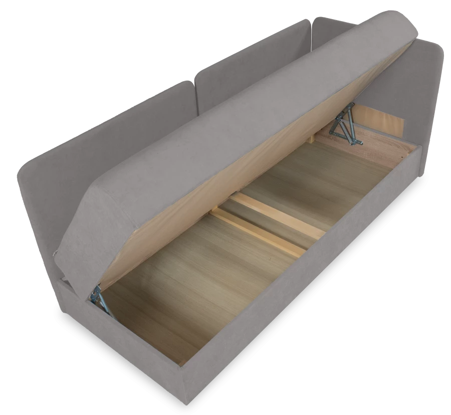 Диван-кровать Орлеан велюровый, раскладной, с ящиком для белья, механизм Книжка, бледно-розовый велюр, 198х88х81 см (изображение №10)