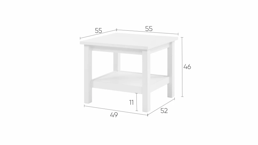 Стол журнальный  - аналог ИКЕА HEMNES / ХЕМНЭС/ ХЕМНЕС / КЫМОР / IKEA , 55x55 см, белый (изображение №4)