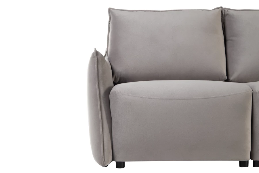 Диван-кровать Френк , велюровый, раскладной, светло-серый, 255х121х95 см (изображение №4)