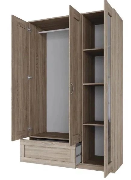 Шкаф комбинированный 3 двери и 1 ящик СИРИУС - аналог IKEA BRIMNES, сонома (изображение №3)