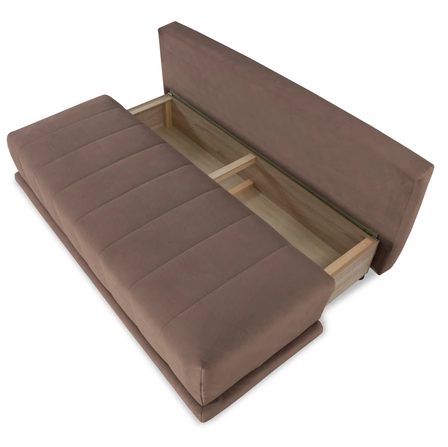 Диван-кровать Флорида, велюровый, кофейно-песочно-серый, 201х90х90 см (изображение №7)