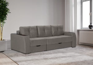 Второе фото. Прямой диван-кровать Спинер, раскладной, серый, 256х108х90 см