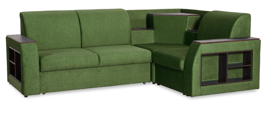 Угловой диван-кровать Сенатор, зеленый,  260х187х92 см (изображение №4)