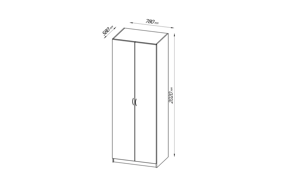 Шкаф 2 дверный Пегас - аналог IKEA KLEPPSTAD,78х58х202,сонома (изображение №4)