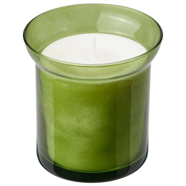 HEDERSAM ХЕДЕРСАМ Ароматическая свеча в стакане, Свежая трава/светло-зеленый, 20 ч (изображение №1)