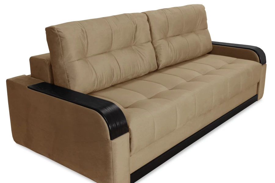 Диван-кровать Татьяна 5 БД Optima велюровый, раскладной, с ящиком для белья, механизм Еврокнижка,  бежевый велюр, 234х117х100см (изображение №7)