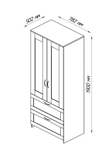 Шкаф комбинированный 2 двери и 2 ящика СИРИУС - аналог IKEA BRIMNES, белый (изображение №4)