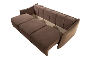 Второе фото. Диван-кровать Френк , велюровый, раскладной, темно-коричневый, 255х121х95 см