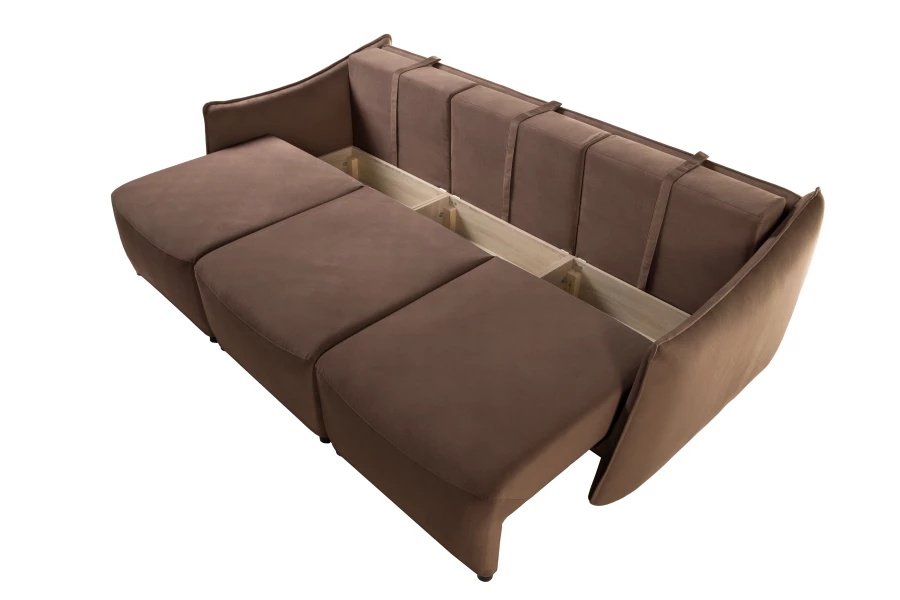 Диван-кровать Френк , велюровый, раскладной, темно-коричневый, 255х121х95 см (изображение №9)