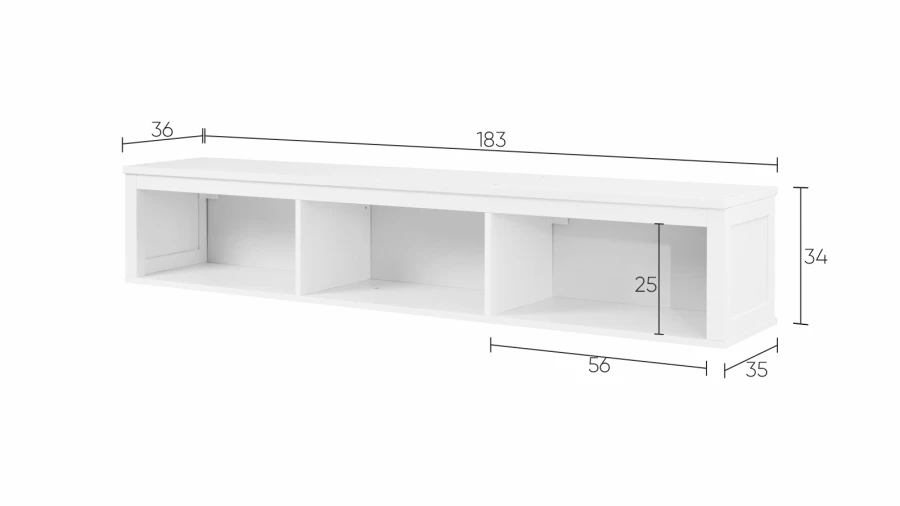 Полка навесная - аналог IKEA HEMNES / ХЕМНЭС/ ХЕМНЕС / КЫМОР / ИКЕА 183х34х37 см, белый (изображение №5)