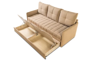 Второе фото. Диван-кровать Панда, велюровый, раскладной, бежевый, 215х92х100 см