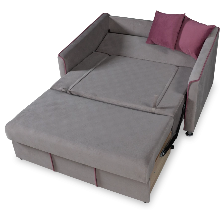 Прямой диван-кровать Милан, велюровый, раскладной, светло-серый, 149х99х91 см (изображение №5)