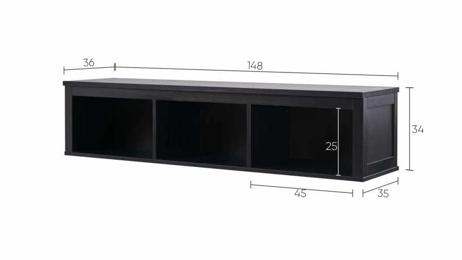 Полка навесная - аналог IKEA HEMNES / ХЕМНЭС/ ХЕМНЕС / КЫМОР / ИКЕА 148х34х37 см, черный (изображение №5)