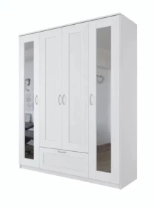 Шкаф комбинированный 4 двери и 1 ящик СИРИУС - аналог IKEA BRIMNES, белый (с 2 зеркалами)