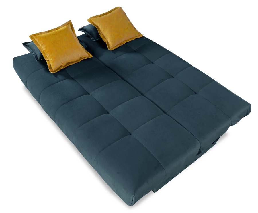 Прямой диван-кровать Аккорд, велюровый, раскладной, темно-синий, 192х100х95 см (изображение №11)