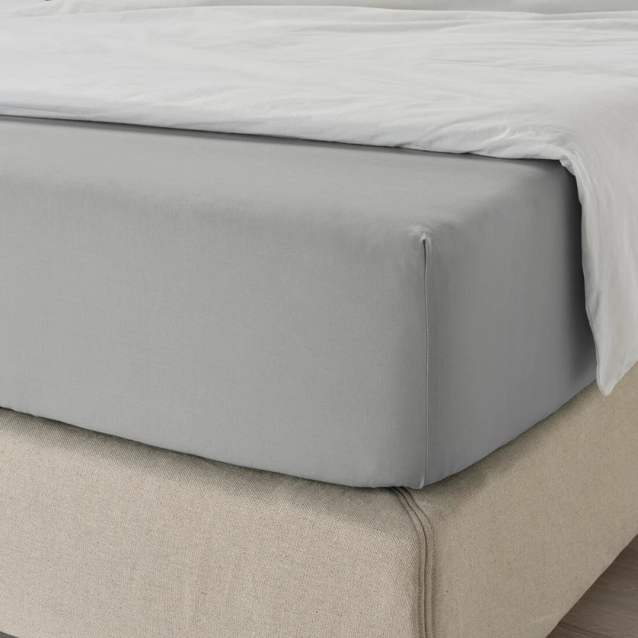 Простыня натяжная - аналог IKEA DVALA, 160х200, серый (изображение №4)