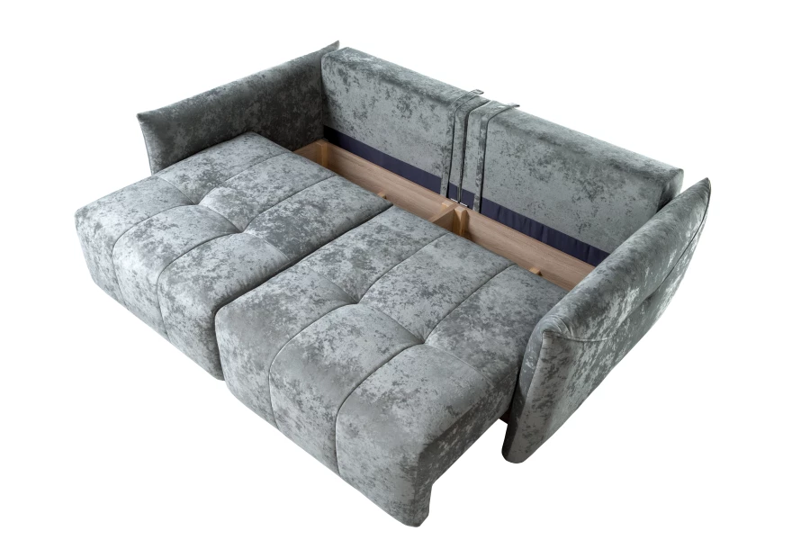 Диван-кровать Таип 2, велюровый, раскладной, темно-серый велюр, 235х128х86 см (изображение №8)