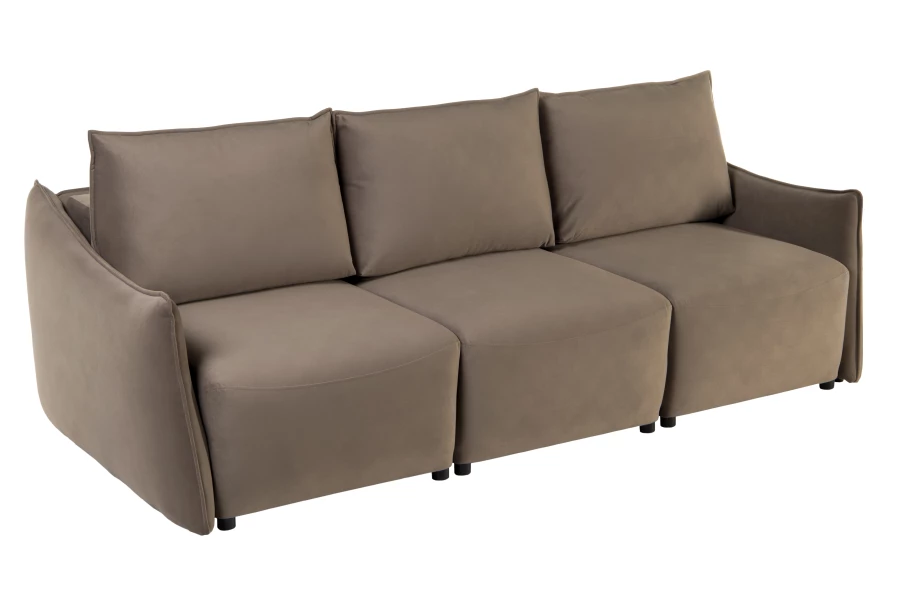 Диван-кровать Френк , велюровый, раскладной, кофейно-песочно-серый, 255х121х95 см (изображение №5)