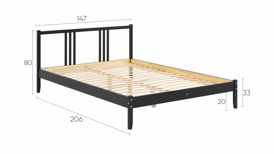 Кровать - аналог IKEA IDANAS/IDANÄS/УСКАР/ИКЕА 140х200 см, черный (изображение №5)