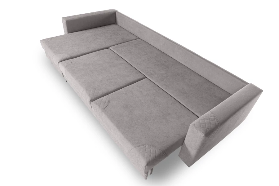 Диван-кровать Тенериф 3 прямой, велюровый, раскладной, светло серый, 312х157х90 см. (изображение №8)