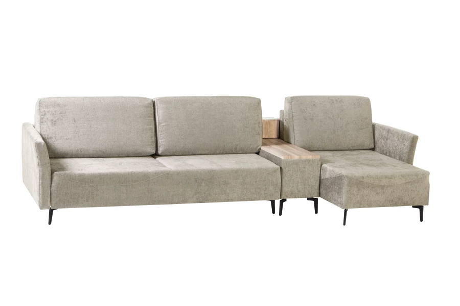 Диван-кровать Тенериф 2, велюровый, раскладной, песочный шенилл, 334х156х93 см (изображение №6)