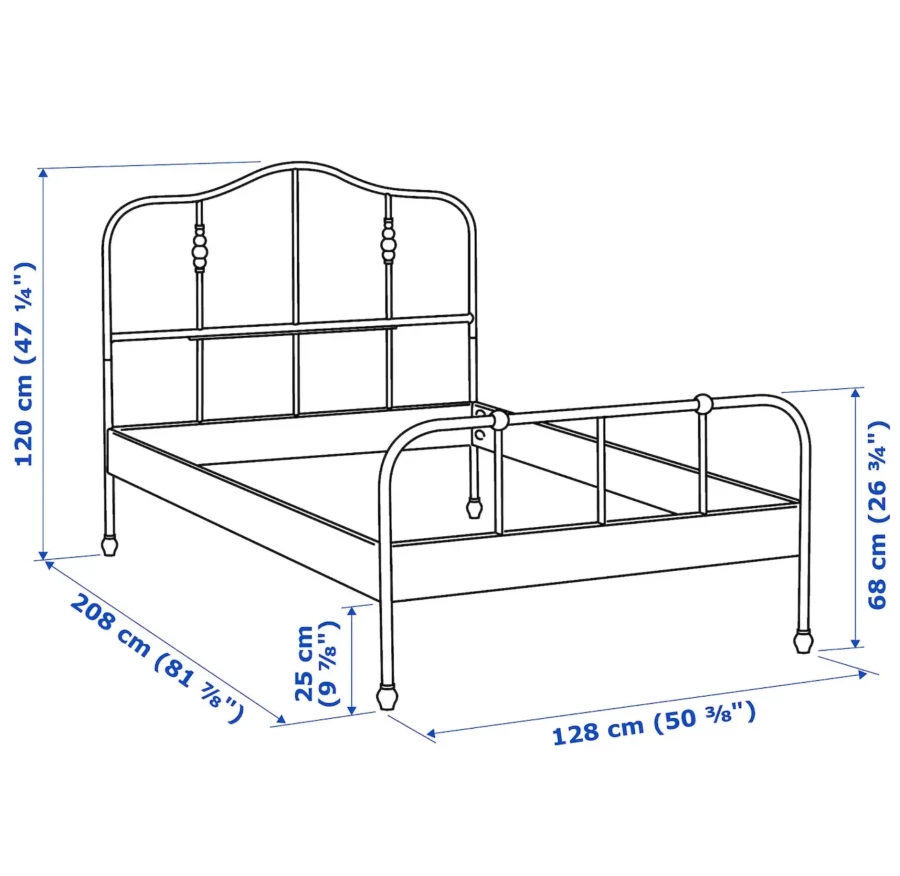 Каркас кровати с реечным дном - IKEA SAGSTUA/LUROY /САГСТУА/ЛУРОЙ/ИКЕА,  120x200 см, черный (изображение №7)