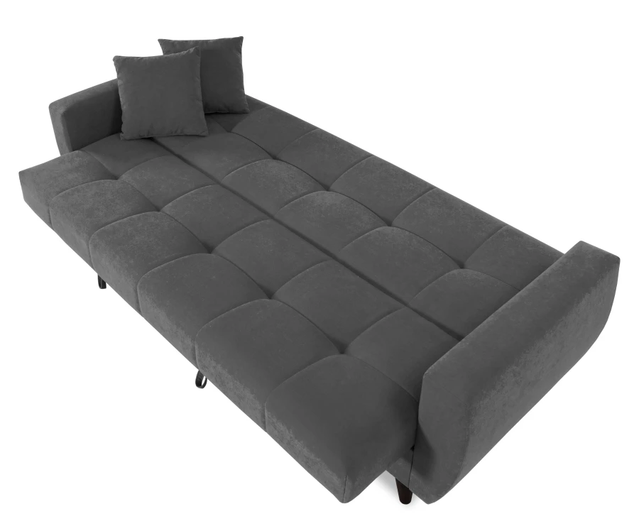 Диван-кровать Бетти 2 велюровый, раскладной, темно-серый, 236х88х96 см (изображение №10)