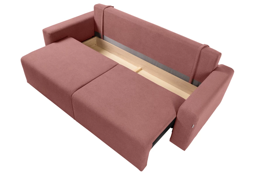 Диван-кровать Халиф 2, велюровый, раскладной, темно бордово розовый шенилл с мелким букле, 241х102х92 см (изображение №7)