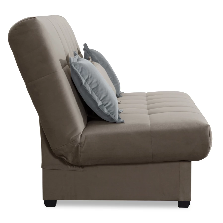 Прямой диван-кровать Аккорд велюровый, раскладной, песочно-серый, 192х100х95 см (изображение №5)