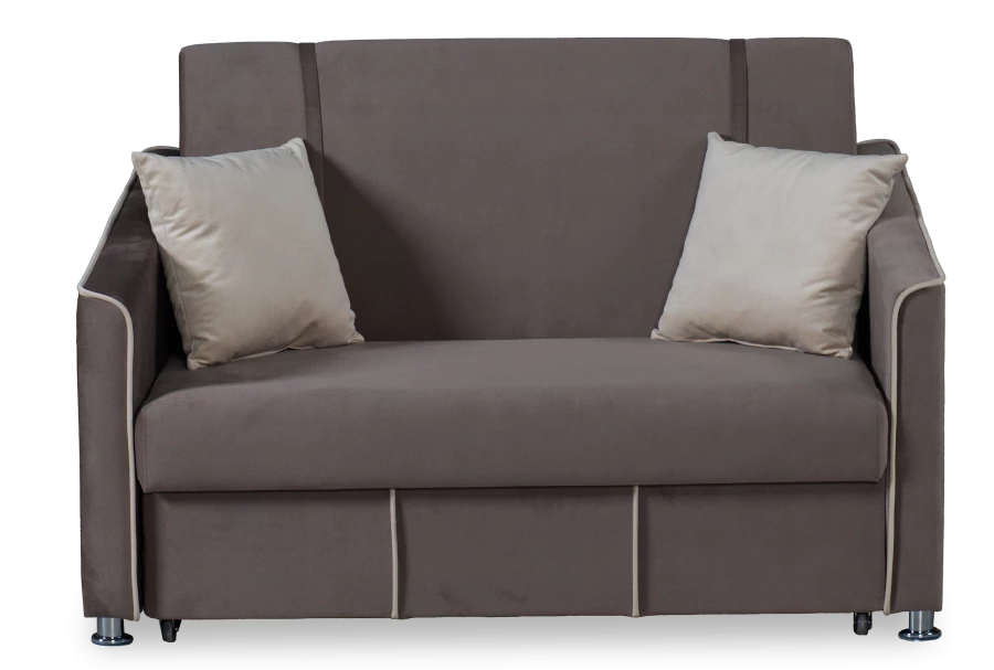 Прямой диван-кровать Милан, велюровый, раскладной, кофейно-песочно-серый, 149х99х91 см (изображение №6)