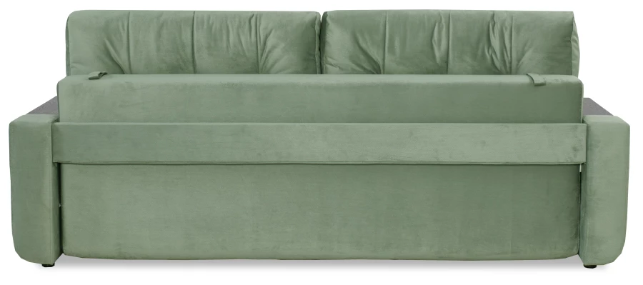 Диван-кровать Татьяна 5 БД Optima велюровый, раскладной, с ящиком для белья/ механизм Еврокнижка, мятный велюр,  234х117х100см (изображение №11)