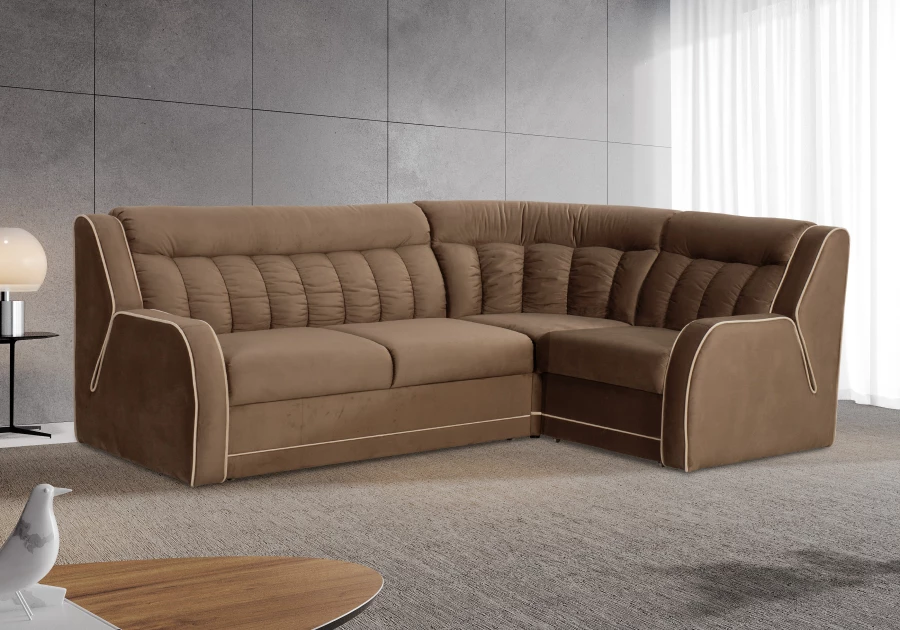 Угловой диван-кровать Блистер 2, коричневый, 259х183х97 см (изображение №13)