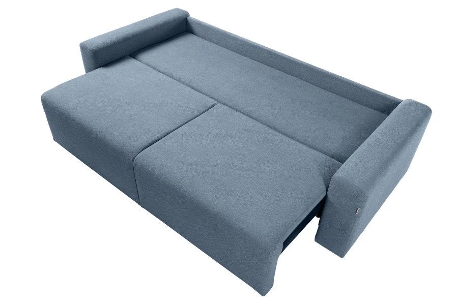 Диван-кровать Халиф 2, велюровый, раскладной, темно голубой шенилл с мелким букле, 241х102х92 см (изображение №8)