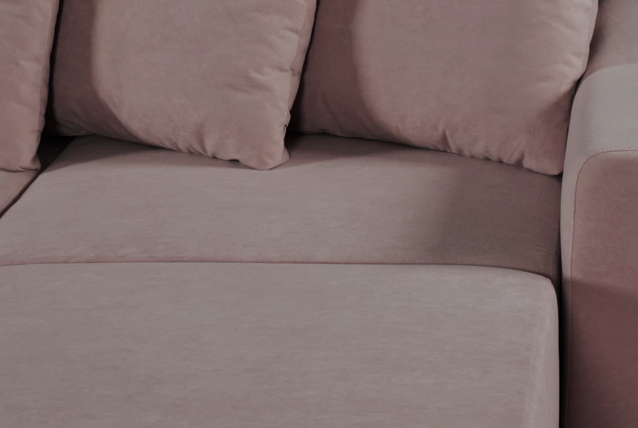 Угловой диван-кровать Халиф, механизм Пантограф, розово-сиреневый велюр, 261х102х96 см (изображение №9)