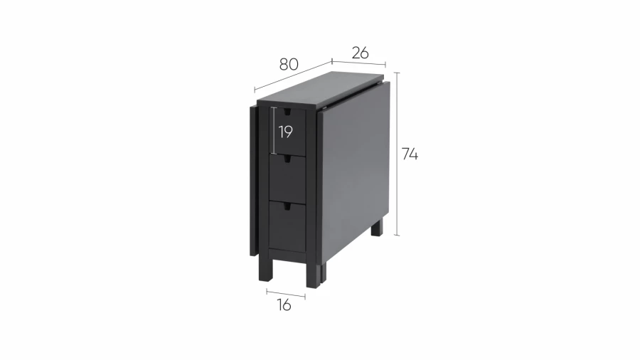 Кухонный стол складной -  аналог IKEA NORDEN/НОРДЕН/МЫРПОМ/ ИКЕА, 26/87/148x80см, черный (изображение №9)