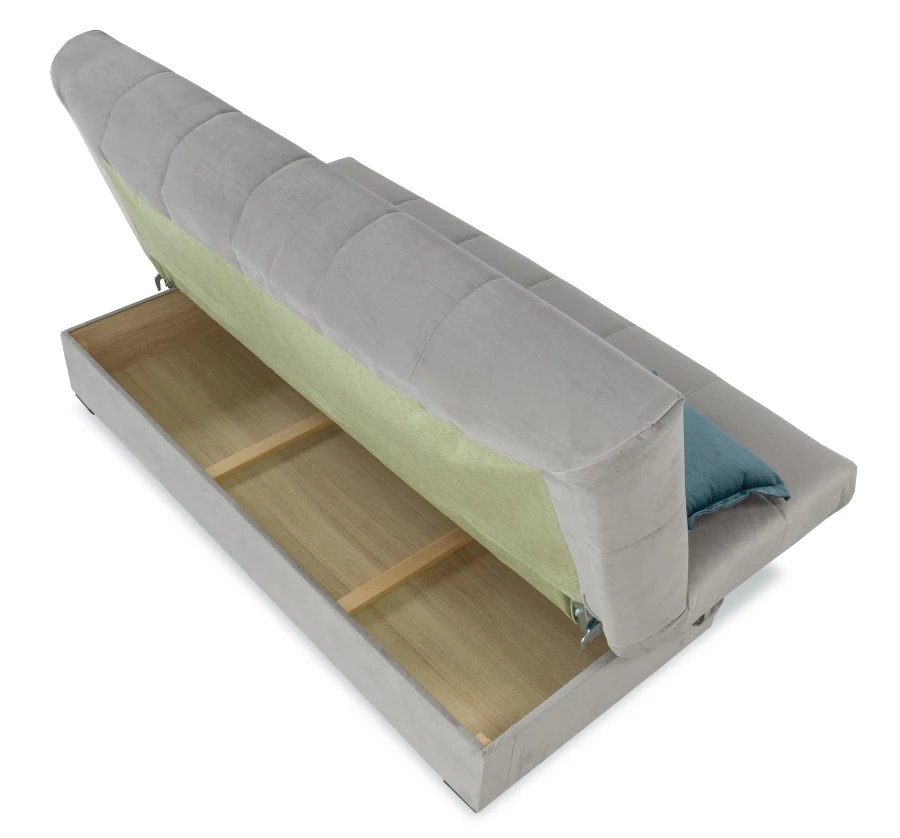 Прямой диван-кровать Аккорд, велюровый, раскладной, серый, 192х100х95 см (изображение №4)