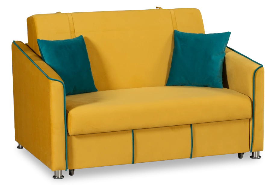 Прямой диван-кровать Милан, велюровый, раскладной, горчично-желтый, 149х99х91 см (изображение №1)