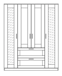 Шкаф комбинированный 4 двери и 2 ящика СИРИУС - аналог IKEA BRIMNES, Дуб Венге (с 2 зеркалами)