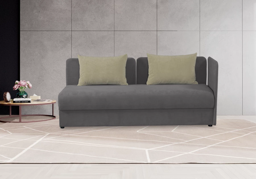 Диван-кровать Орлеан велюровый, раскладной, с ящиком для белья, механизм Книжка, светло песочный велюр, 198х88х81 см (изображение №2)